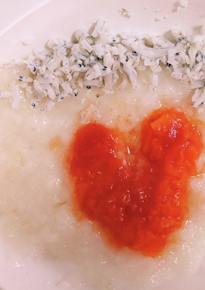 離乳食　中期　ハートお粥-レシピのメイン写真