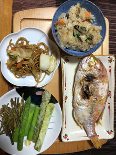 鯛の塩焼きとアスパラガス♪-レシピのメイン写真