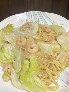 梅肉でさっぱり・エビとレタスの焼きそば-レシピのメイン写真