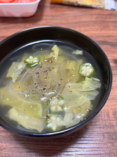 オクラとキャベツの春雨スープ-レシピのメイン写真