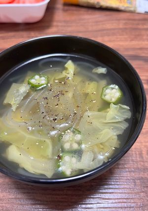 オクラとキャベツの春雨スープ-レシピのメイン写真