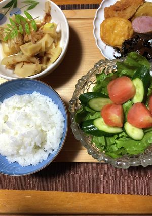 愛知県犬山市産筍♪と野菜サラダ♪-レシピのメイン写真