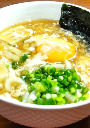 月見餡かけかきたまうどん発酵玉葱、発酵筍-レシピのメイン写真
