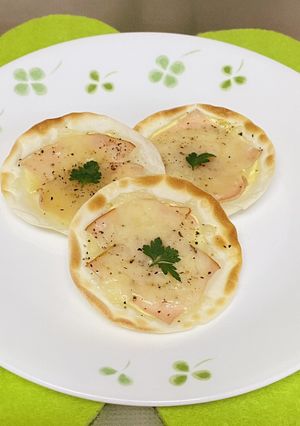 餃子の皮でハムチーマヨ焼き☆-レシピのメイン写真