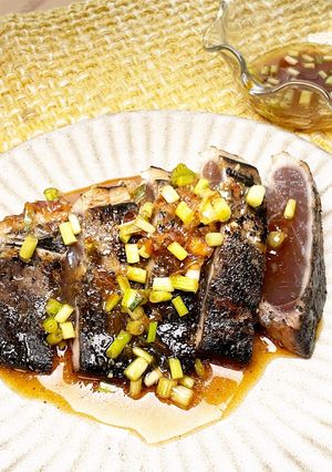 鰹のタタキ＋鰹節＋細長ネギ-レシピのメイン写真