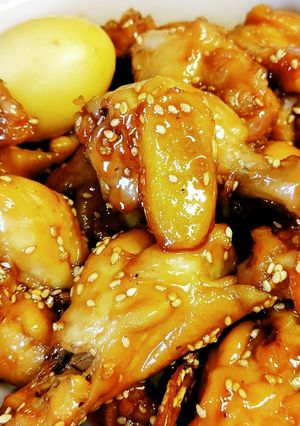 手羽元甘辛煮with煮卵-レシピのメイン写真