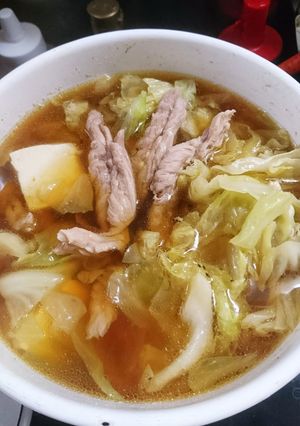 せせりとキャベツの浅漬けの湯豆腐〜♪♪♪-レシピのメイン写真