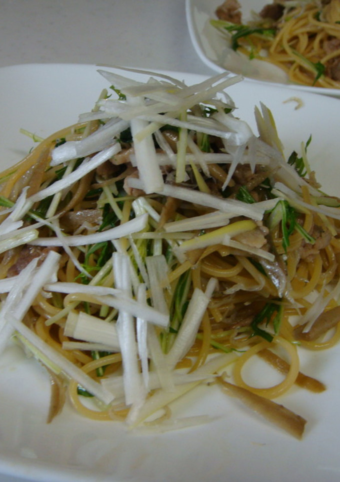豚ゴボウと水菜のｼｬｷｼｬｷ和風パスタ☆-レシピのメイン写真