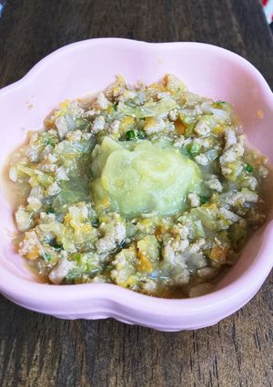 わんこ　鶏ひき肉とレタス煮(さつまいも)-レシピのメイン写真