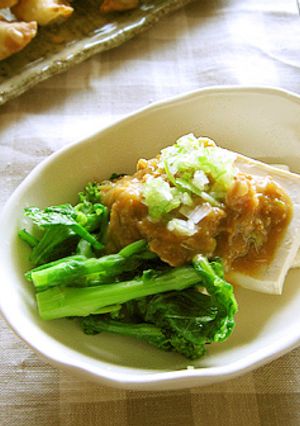 菜の花と豆腐の肉味噌がけ-レシピのメイン写真