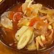 菊芋とゴボウと大豆のトマト味噌スープ