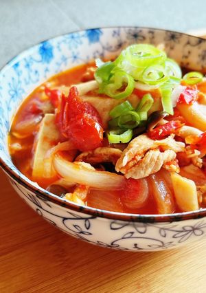 調味料2つ☆煮込み10分簡単トマト肉豆腐-レシピのメイン写真
