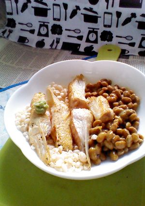 サーモンハラスの焼き鮭+納豆のタパス-レシピのメイン写真