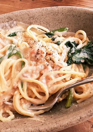 リュウジさんのクリームパスタ(鮭&菜)-レシピのメイン写真
