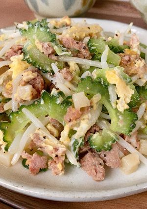 クッキングハッシュともやしのゴーヤー炒め-レシピのメイン写真