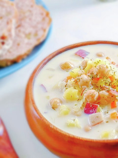 ひよこ豆と薩摩芋の野菜たっぷり豆乳スープ-レシピのメイン写真