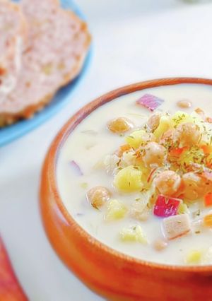 ひよこ豆と薩摩芋の野菜たっぷり豆乳スープ-レシピのメイン写真
