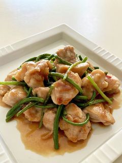 鶏肉とニンニクの芽の甘辛炒め-レシピのメイン写真