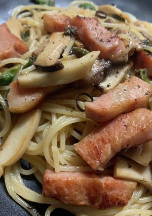 しいたけとベーコンのペペロンチーノ-レシピのメイン写真