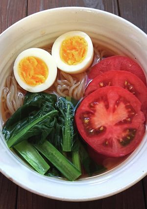 トマトと小松菜と卵の盛岡冷麺でひんやり～-レシピのメイン写真