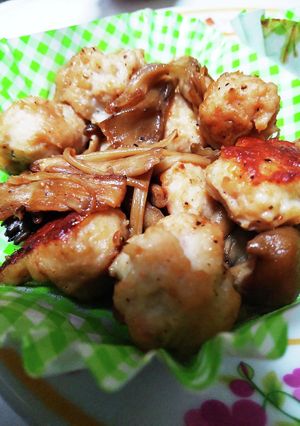 つくねとキノコのわさび醤油和え-レシピのメイン写真