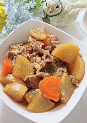 大根とにんじん、豚こまの甘辛煮-レシピのメイン写真