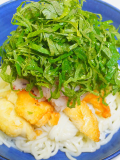 大葉たっぷり梅おろしと冷たいとり天うどん-レシピのメイン写真