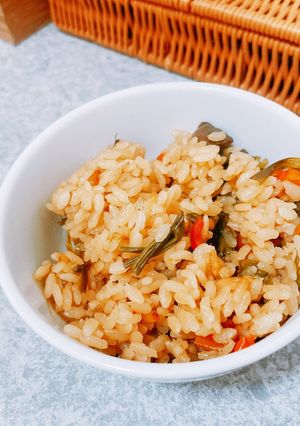 今が旬！わらびとえりんぎの炊き込みご飯♪-レシピのメイン写真