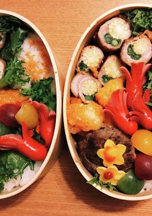 曲げわっぱ、高校生親子弁当5/12-レシピのメイン写真