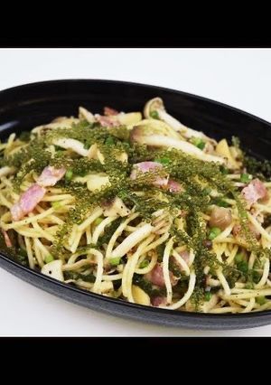 プチプチですよ！【海ぶどう和風パスタ】-レシピのメイン写真