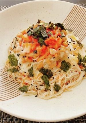 ピリ辛キムチ納豆そうめん-レシピのメイン写真