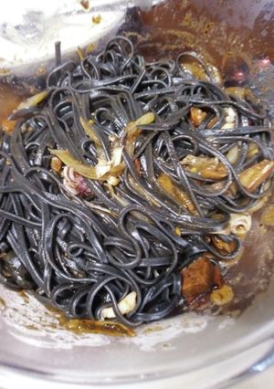 イカ墨缶でお手軽スパゲティひいか入り-レシピのメイン写真