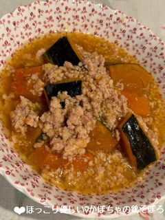 ほっこり優しい♡かぼちゃの鶏そぼろ煮♪-レシピのメイン写真