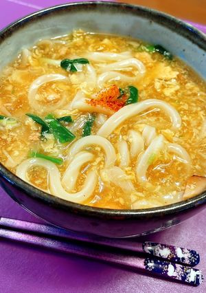 レトルト親子丼の具で卵とじうどん-レシピのメイン写真
