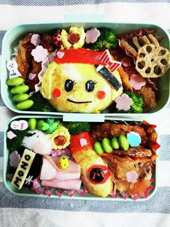 文房具キャラ弁当 ノリ 消しゴム-レシピのメイン写真