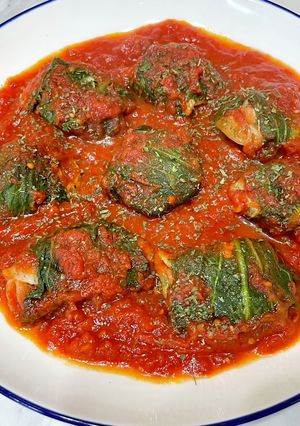 チンゲン菜の豚肉巻き(トマト煮)-レシピのメイン写真