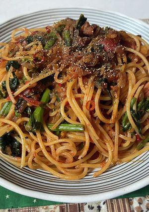 スパゲティ・菜の花トマトソース-レシピのメイン写真