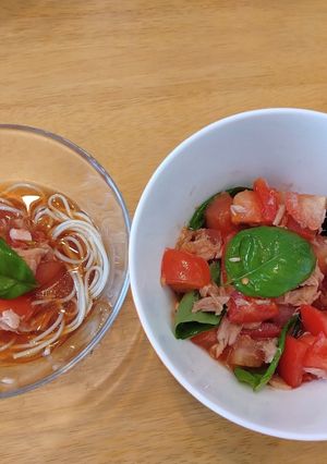 ツナトマバジル素麺(和風カッペリーニ)-レシピのメイン写真