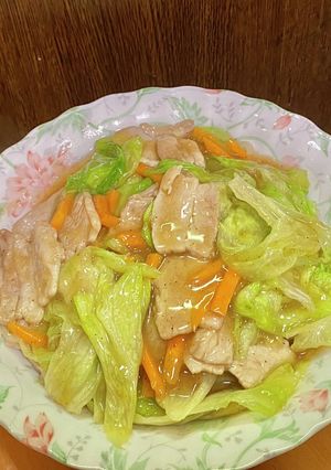 豚バラ肉とレタスのあんかけうどん-レシピのメイン写真