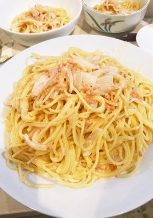 シャケフレークと新玉ねぎのクリームパスタ-レシピのメイン写真