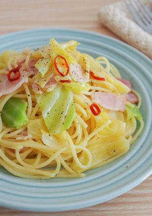 キャベツのワンパンペペロンチーノ♪-レシピのメイン写真