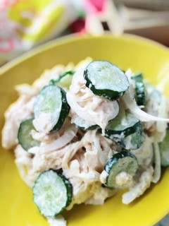 レンジ塩麹ささみとキュウリのサラダ-レシピのメイン写真