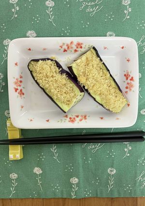 蒸しなすのガーリックパン粉乗せ-レシピのメイン写真