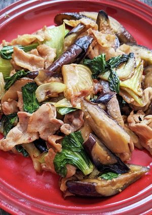 チンゲン菜となすと豚バラ肉の中華炒め-レシピのメイン写真
