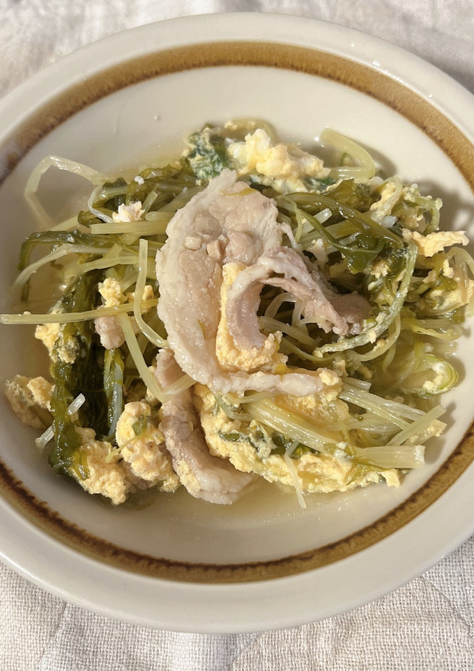 水菜と豚肉の卵とじ-レシピのメイン写真