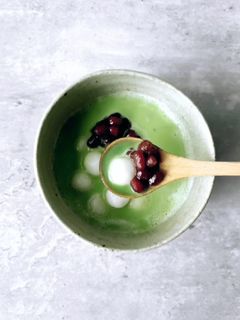簡単!もちもち白玉入り抹茶ラテぜんざい-レシピのメイン写真