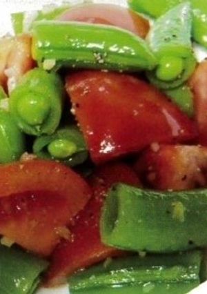 スナップえんどうとトマトのにんにく炒め-レシピのメイン写真