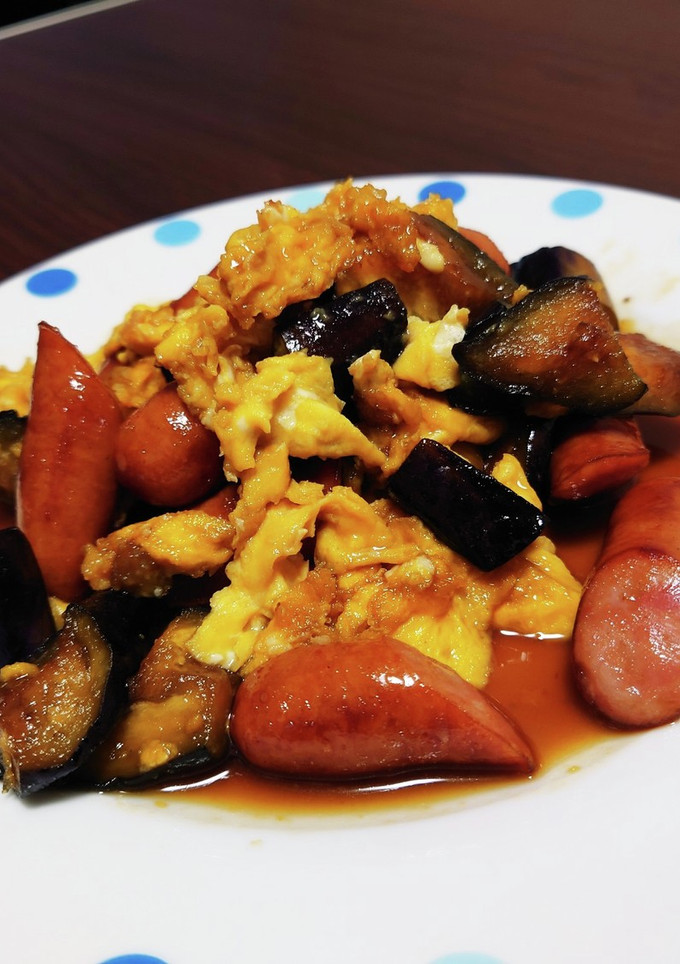 茄子とソーセージの玉子炒め(照り焼き風)-レシピのメイン写真