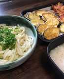 豪華！茄子とハムの天ぷらおろしうどん