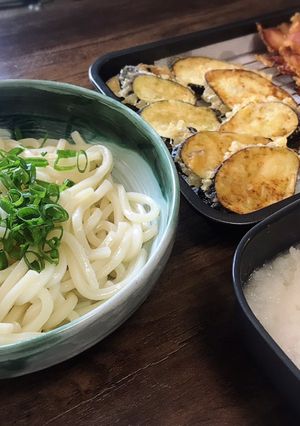 豪華！茄子とハムの天ぷらおろしうどん-レシピのメイン写真